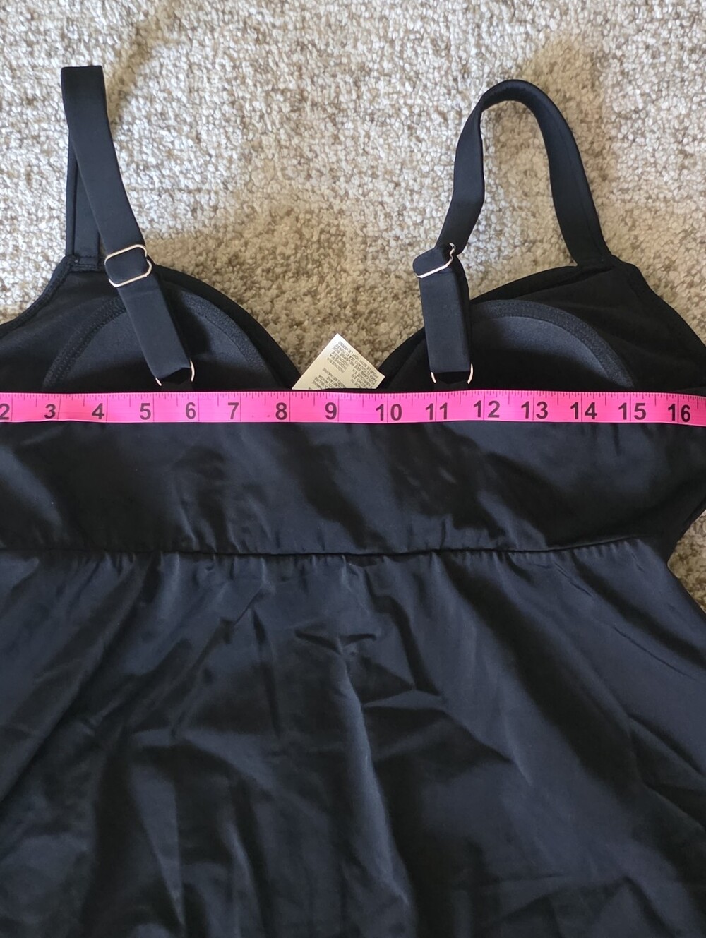 NWT Swim Solutions Women's Black Swan Tiered Ruffle Tankini Swim Top Black 16 - Picture 5 of 10